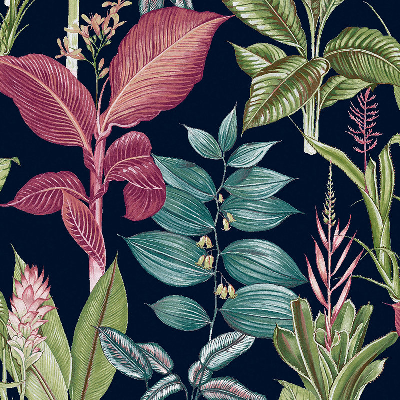 Wallpaper Double Roll, Navy Blue/Black