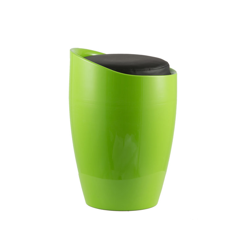 Plastic Accent Stool, Green/Black