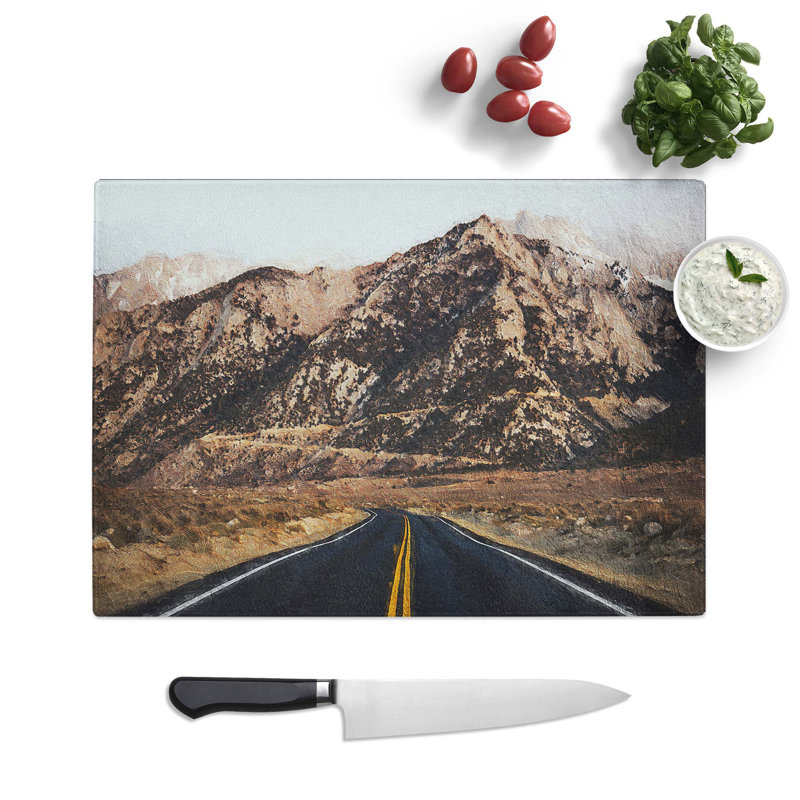 Tempered Glass Road to Nevada Chopping Board, 28.5 cm W x 20 cm L
