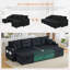 Corduroy 4-seater Sofa, Cup Holders, USB Ports, Pull-out Bed-669501811
