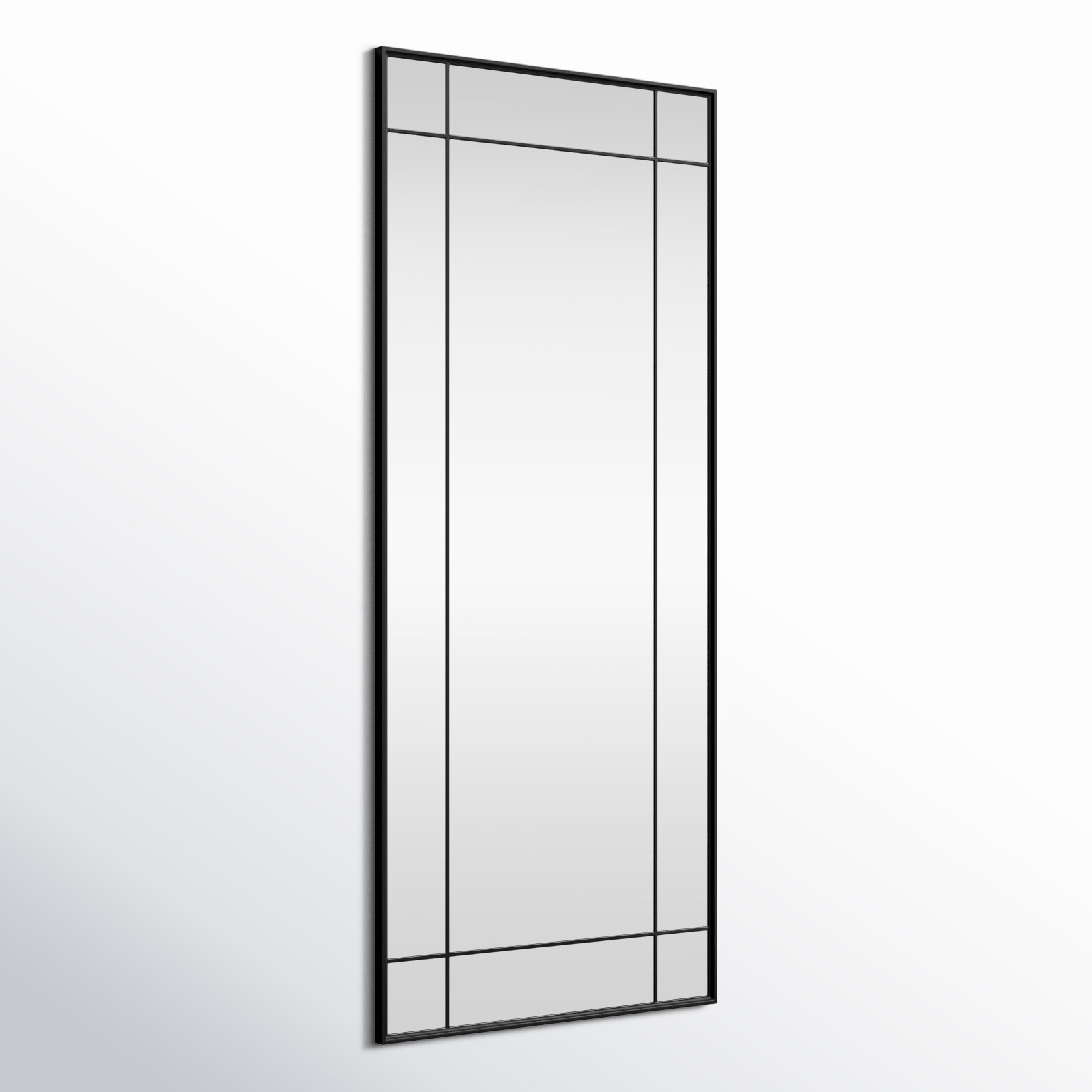 Chancey Iron Rectangle Wall Mirror, Black, 70"H x 30"W