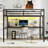 Metal  Loft Bed  with Power Outlet and LED Lighted, Space-Saving, Noise Reduced, Black-2121585902