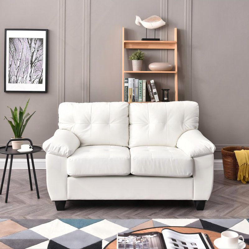 Causeuse contemporaine blanche avec confort, Noir, Blanc