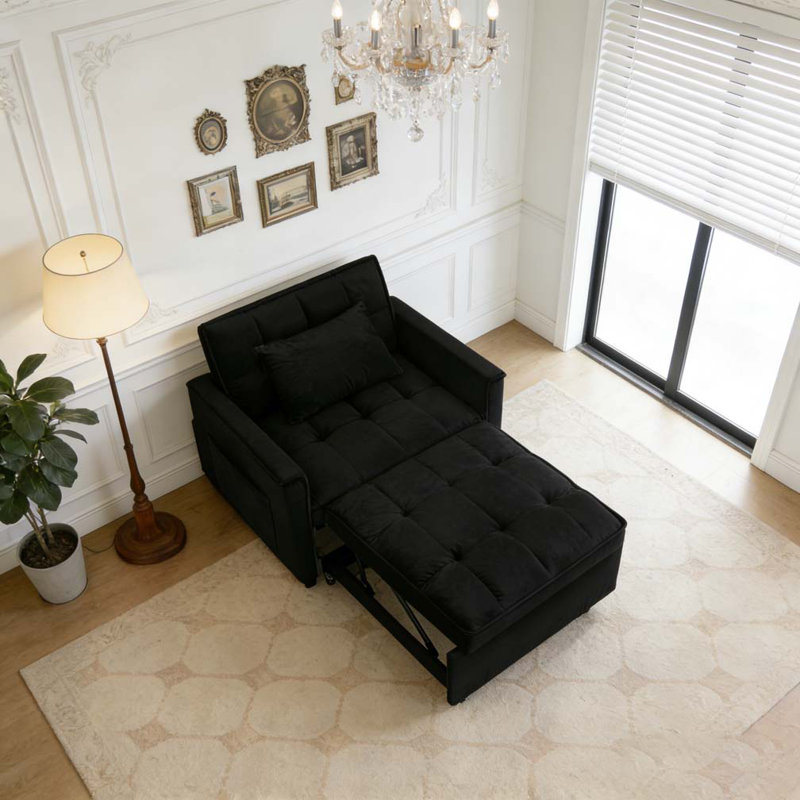 Sofa bed chair 3 in 1 convertible, Black