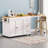K&K 74.8" Kitchen Island With Extendable Dining Table, Kitchen Storage Cart With 3 Drawers, Power Outlet, Rolling Kitchen Island On Wheels With Spice Rack And 2 Door Cabinet, For Kitchen-1815529355