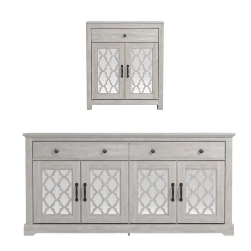 Chessani Transitional 2 Piece Sideboards Set, Dusty Gray Oak