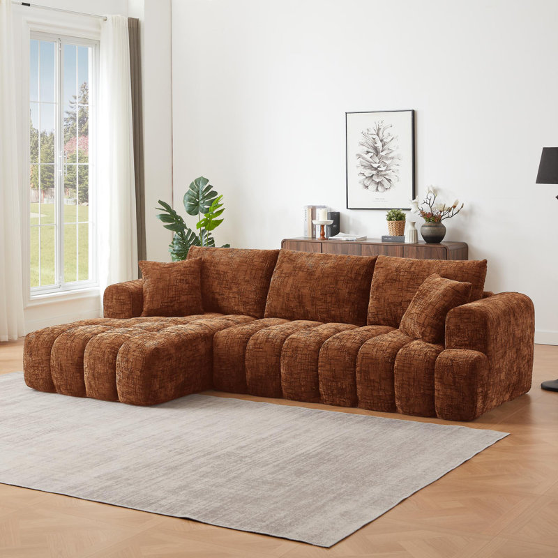 Canapé modulaire surdimensionné en L Chenille, design minimaliste, canapé-lit confortable pour les salons, les appartements et les espaces de réception