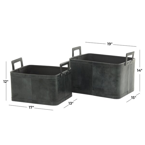 2 Piece Leather Basket Set & Reviews | Birch Lane