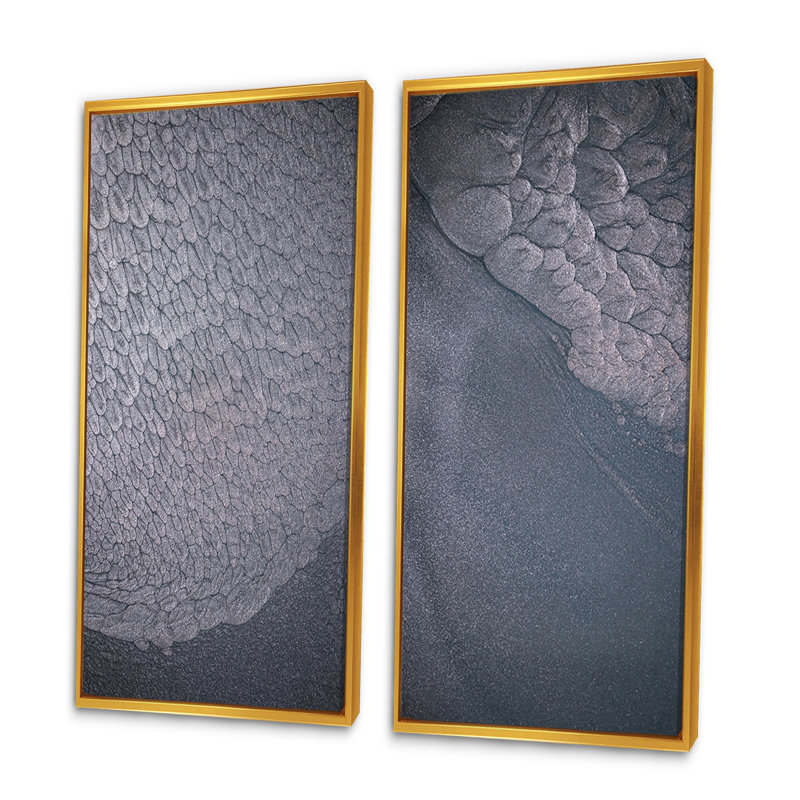 «Luxury Grey», impression sur toile 2 pièces, H 32 po x l 32 po x P 1 po, Cadre flottant doré