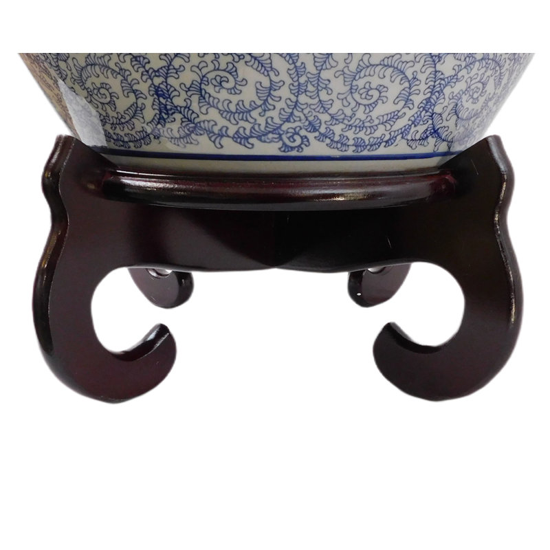 Support pour pot à fleurs oriental à 4 pieds couleur acajou foncé, 9.5"