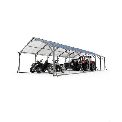 20x30 FT Metal Carport for Multiple Vehicles, Heavy Duty Shelter with Vertical Roof