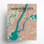 « new york city map », reproduction d’impression sur affiche en vert-22633111