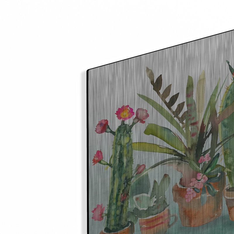  «Beautiful Cactus Garden» par Jean Plout, art mural en métal, 24 po x 16 po, H 16 po x l 24 po