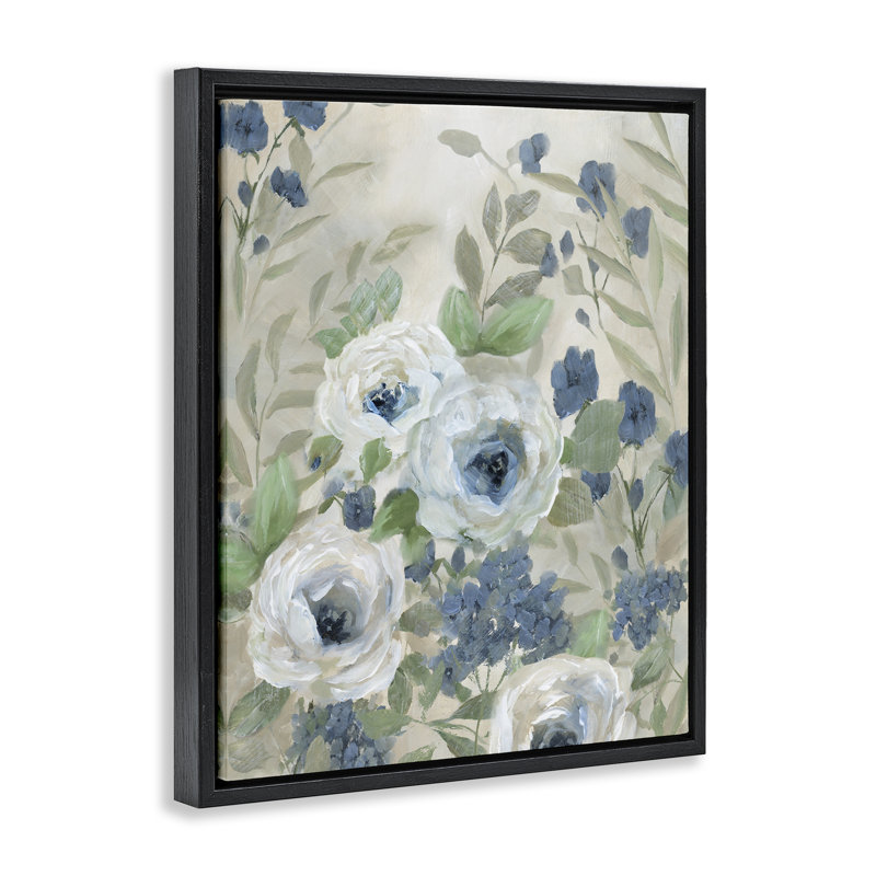 "Blossoms", art mural sur toile flottante, Cadre flottant noir de jais, H 21 po x l 17 po
