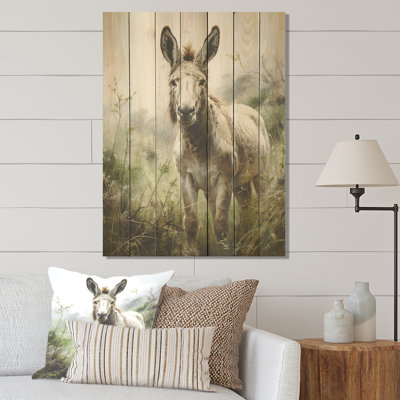 «Countryside Donkey Horizon III» - impression d'âne sur bois