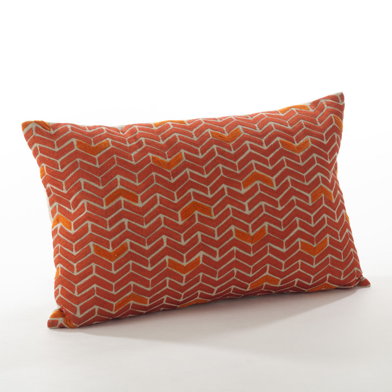 Persimmon Chevron Design Cotton Rectangular Throw Pillow