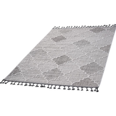 4X6 Area Rug Loom & White/Grey - Stain , Non-Shedding, For Dorm Room Trellis Relaxing