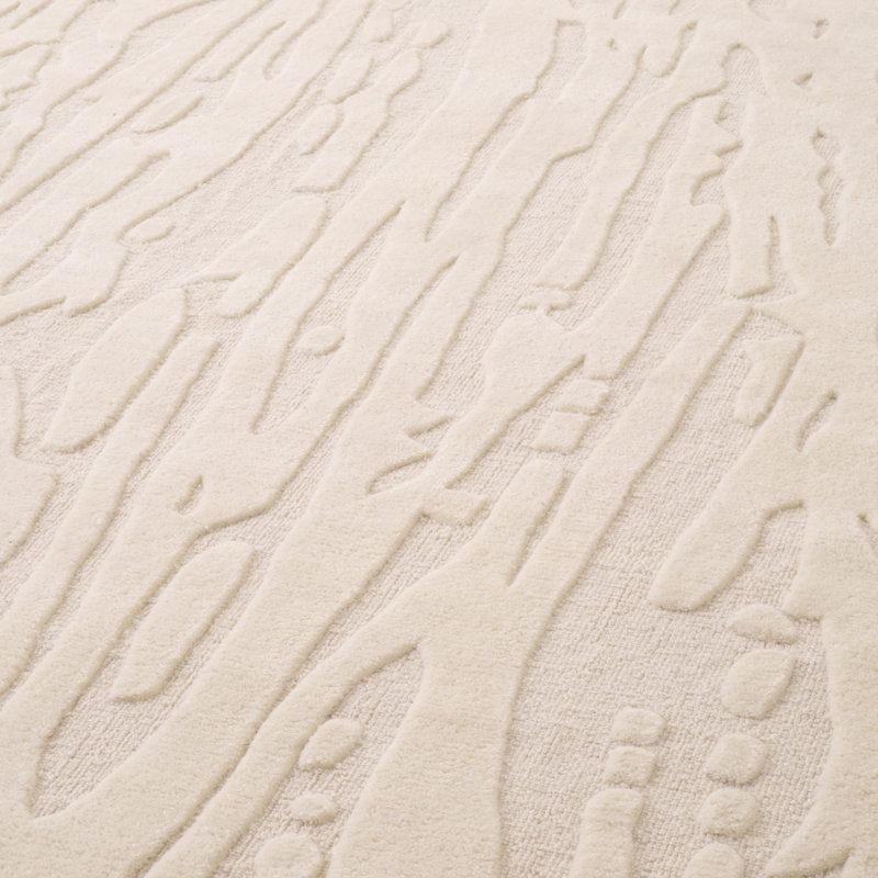 Zenon Hand Tufted Abstract Area Rug in Ivory, Rectangle 6'6.74" x 9'10.11"