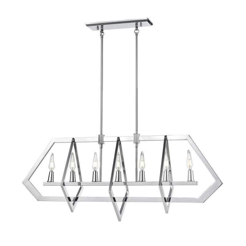 Luminaire suspendu linéaire pour îlot de cuisine 1 lumières Corvena, Noir/chrome