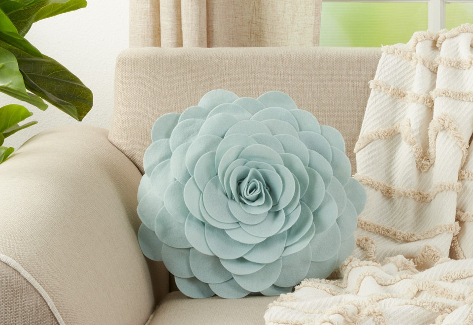 Felt Floral Throw Pillow