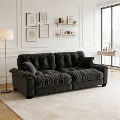 Canapé moderne plissé en chenille 3 places 94 po