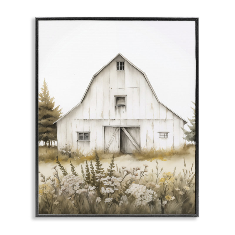  Art de giclée de jardin de grange en fleurs par Arlington Prints, H 14 po x l 11 po, Giclée encadrée noir minuit