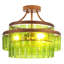 Plafonnier encastré en verre vert 3 lumières