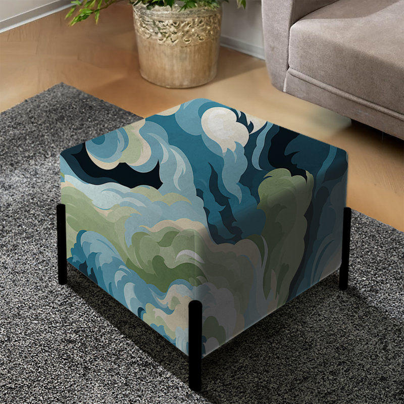 Coastal Concealment Flow - Repose-pieds carré abstrait