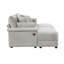 Ensemble de méridienne double avec repose-pieds réversible en velours côtelé doux, repose-pieds de rangement, port USB, siège / table multifonctionnel (coussin convertible à convertir), pour le salon-752219324