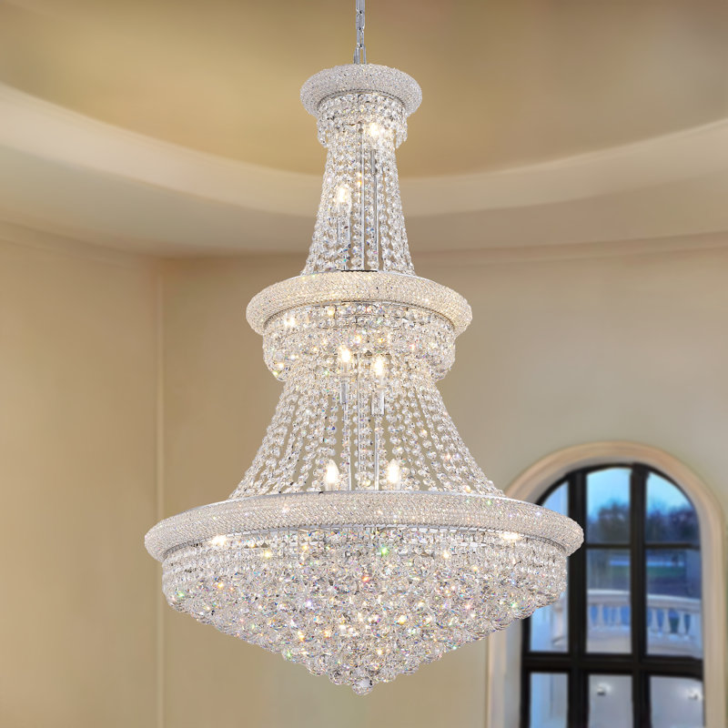 Kriner Dimmable Empire Chandelier, Silver, 19, 47.2" H  x 31.5" W x 31.5" 