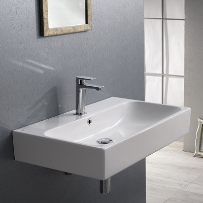 CeraStyle By Nameeks Pinto 18.11'' White Ceramic Rectangular Bathroom Sink with Overflow