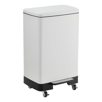 Poubelle de cuisine en acier inoxydable résistante aux empreintes digitales et à la rouille avec roues à roulement en douceur, pédale, couvercle à fermeture en douceur, seau intérieur amovible, bac de grande capacité de 60 L pour la maison, le bure