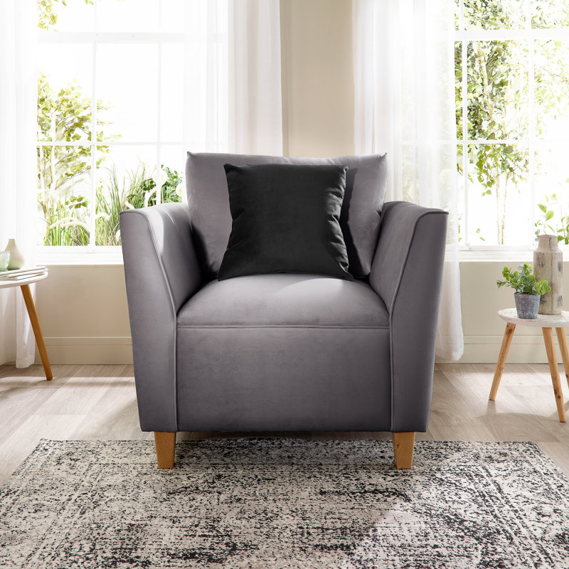 Audington Velvet Armchair, Steel