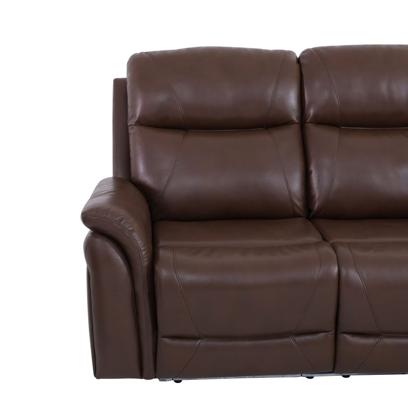 Ensemble de canapé de salon inclinable 3 pièces en cuir végétalien Chester Brown Reddish