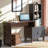 Revolve Contemporary Walnut and Dark Gray Finished Storage Desk, 51.8" H X 56.5" W X 17.49" D