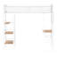 Lit mezzanine simple à 3 tablettes avec placage aspect bois et tablettes ouvertes en blanc mat pour fonctionnalité de chambre à coucher