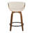 Curvini 24" Mid-Century Modern Fixed-Height Counter Stool With Swivel In Walnut Wood And Cream Fabric With Round Black Metal Footrest - Set Of 2