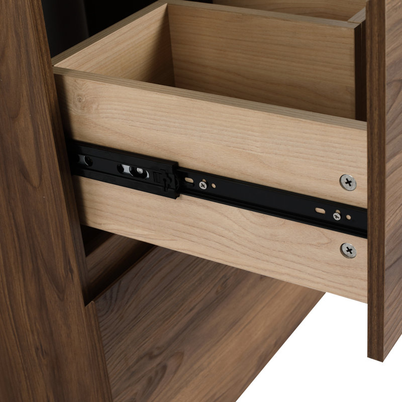 Meuble-lavabo de salle de bain 24 po avec tiroir double, brun, bois d'ingénierie, option armoire élégante avec tiroir brun