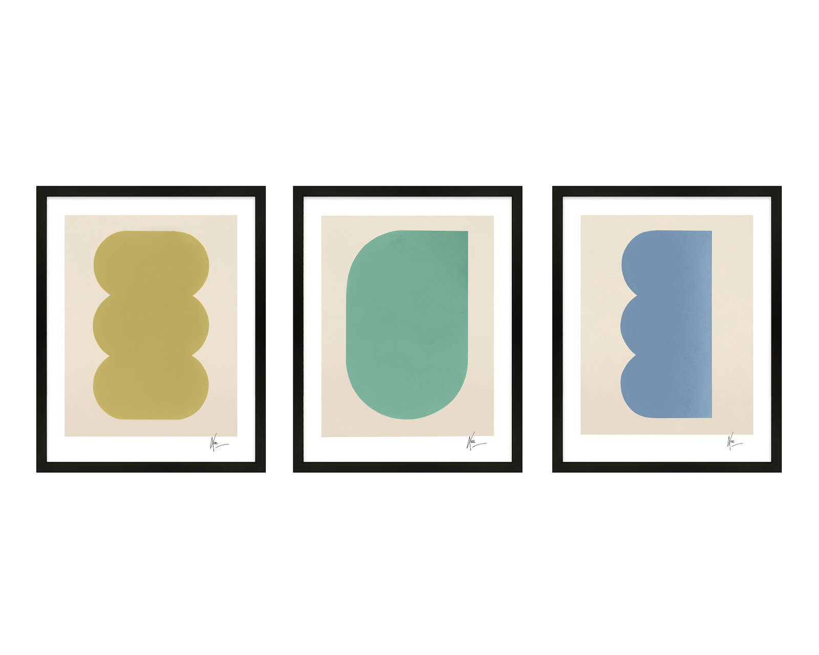 Keyhole 4-6. Set Of 3 by Lee Lessem, Black Framed, 30" H x 24" W x 1.25" D