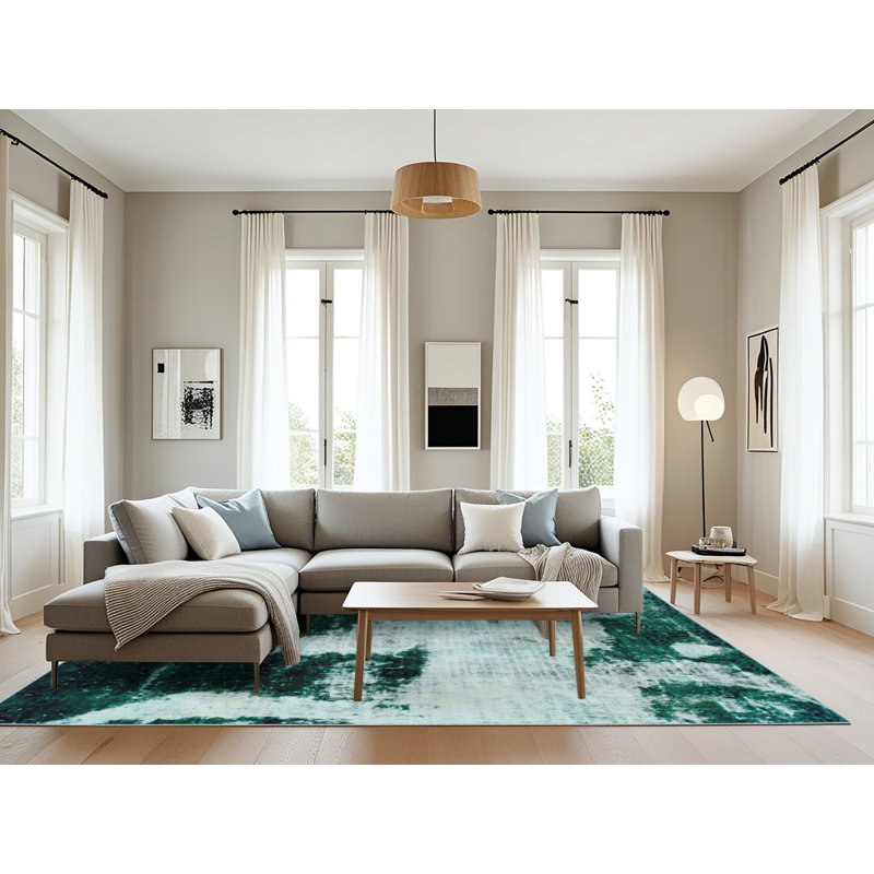 Tapis décoratif multicolore à motif abstrait, Rectangle 8 pi x 10 pi