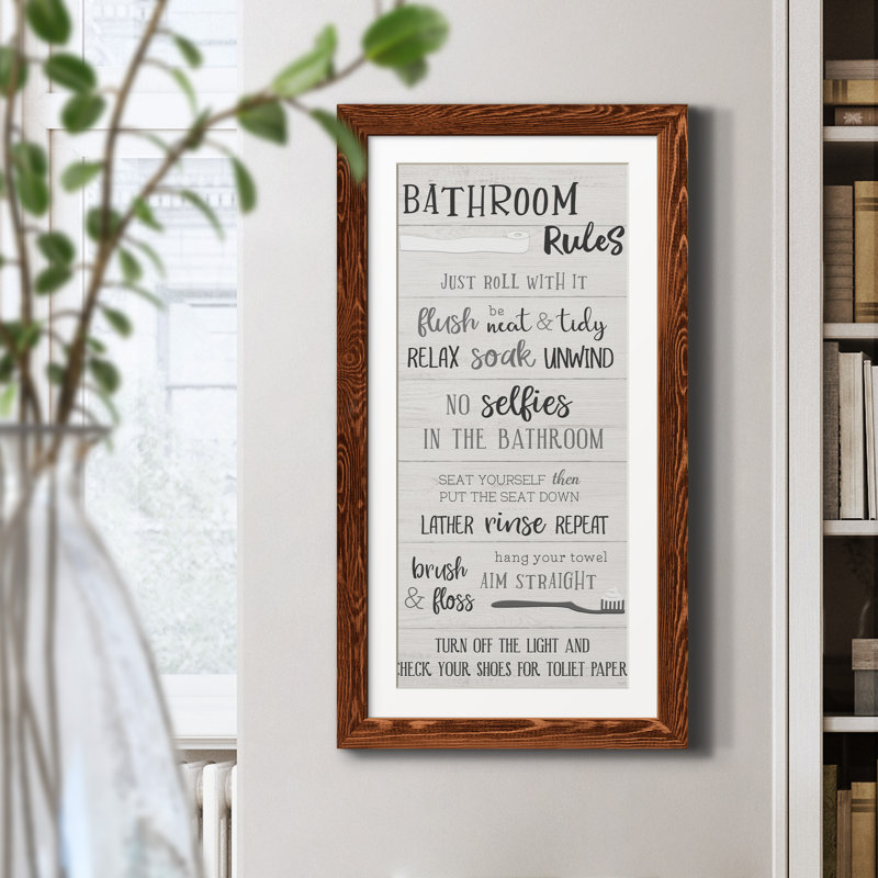 "Bathroom Rules" - Art textuel sur toile, Érable