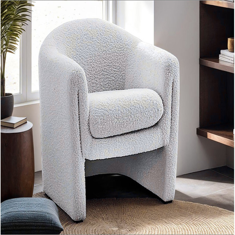 Fauteuil d'appoint contemporain de conception compacte en forme de U en tissu Boucle