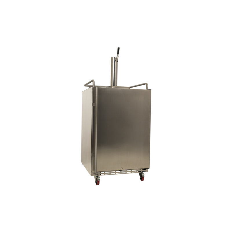 EdgeStar Outdoor Party 6.62 Cubic Feet Stainless Steel Outdoor Single Tap Freestanding Kegerator with Door Lock and