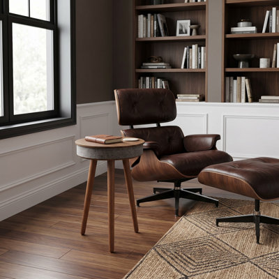 Modern Round Nightstand With Bluetooth Speaker, Wireless Charge, Sensor Light, Small End Table