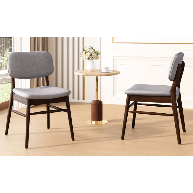 Chaises de salle à manger rembourrées de style Mid-Century 2 pièces, noyer + gris anthracite, pieds évasés, assemblage facile, convient aux chaises multi-espaces et à la construction, look rétro, siège confortable