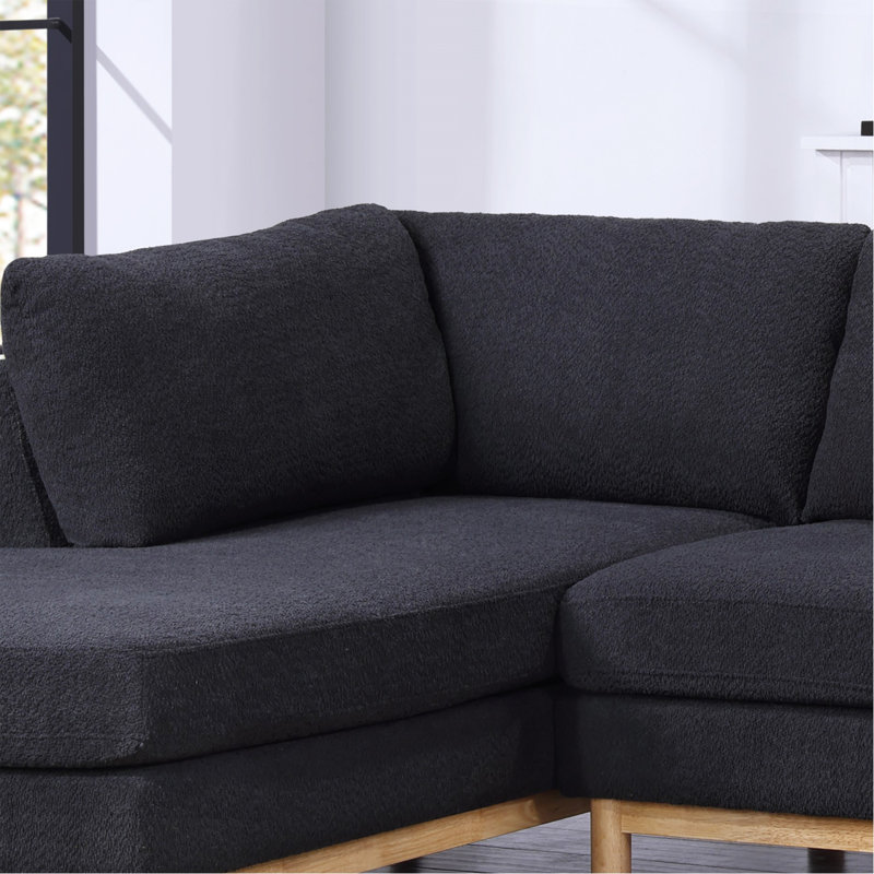 Canapé modulaire en U double de 124 po de largeur avec méridienne noire Sherpa