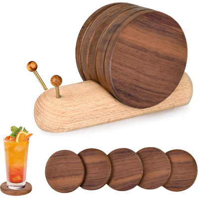 Sous-verres en bois de 3,5 pouces de maison mignonne, sous-verres décoratifs amusants pour un cadeau neuf