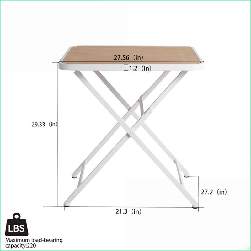Folding Square Coffee Table with Polypropylene Top & Metal Legs, Easy-Clean for Indoor/Outdoor Use