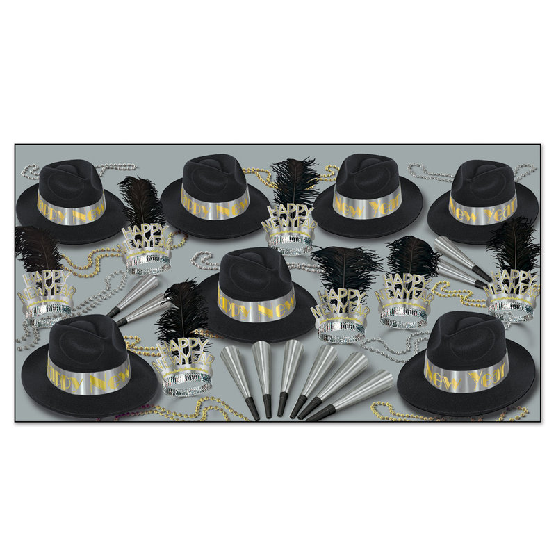 Ensemble de chapeau de noël gold party