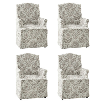 Gatlinburg 26''W Traditional Slipcovered Dining Chair with Hooded Caster Wheels